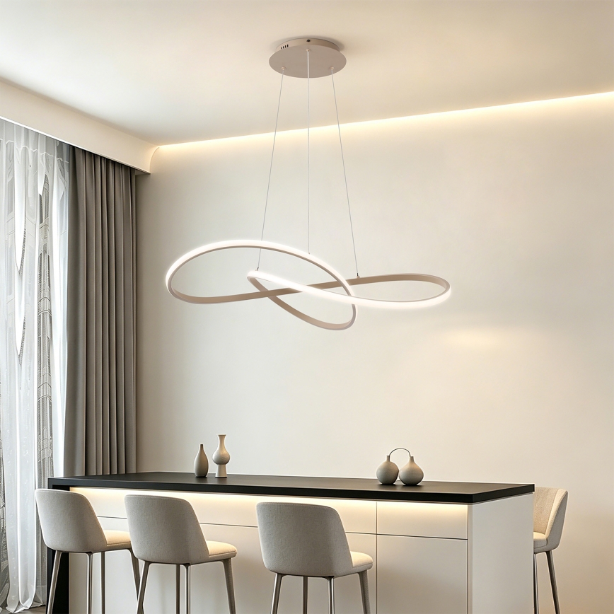 Brilagi - Lustre LED dimerizável suspenso por cabo INFINITY LED/80W/230V 3000-6000K 80x80 cm bege + comando remoto