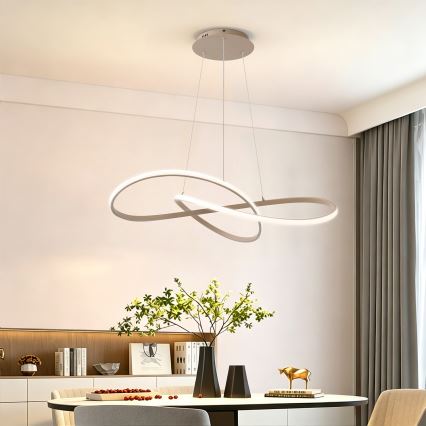 Brilagi - Lustre LED dimerizável suspenso por cabo INFINITY LED/80W/230V 3000-6000K 80x80 cm bege + comando remoto