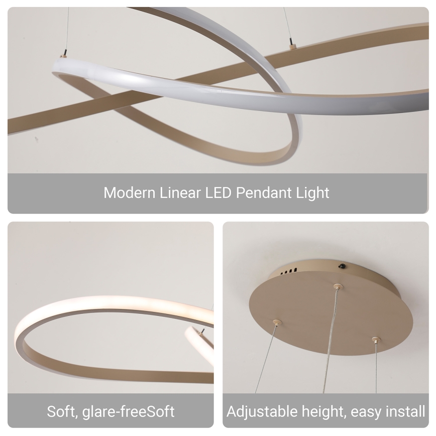 Brilagi - Lustre LED dimerizável suspenso por cabo INFINITY LED/80W/230V 3000-6000K 80x80 cm bege + comando remoto