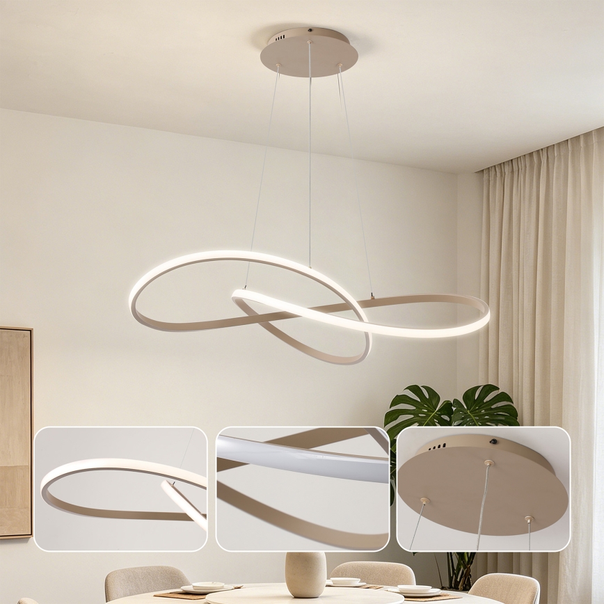 Brilagi - Lustre LED dimerizável suspenso por cabo INFINITY LED/80W/230V 3000-6000K 80x80 cm bege + comando remoto