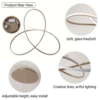 Brilagi - Lustre LED dimerizável suspenso por cabo INFINITY LED/80W/230V 3000-6000K 80x80 cm bege + comando remoto