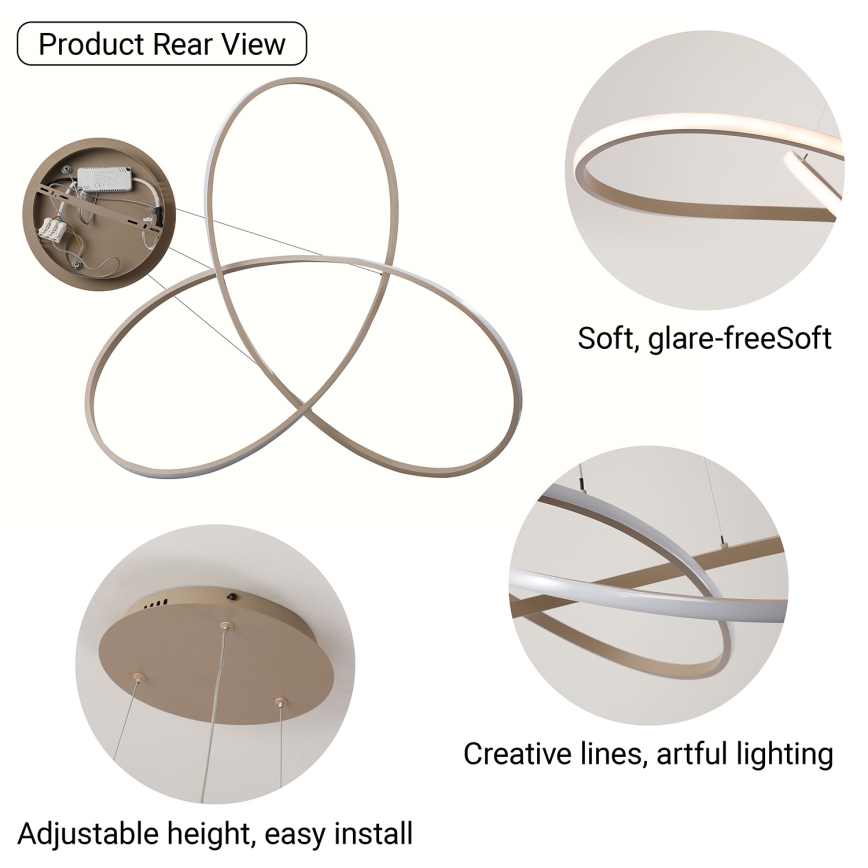 Brilagi - Lustre LED dimerizável suspenso por cabo INFINITY LED/80W/230V 3000-6000K 80x80 cm bege + comando remoto