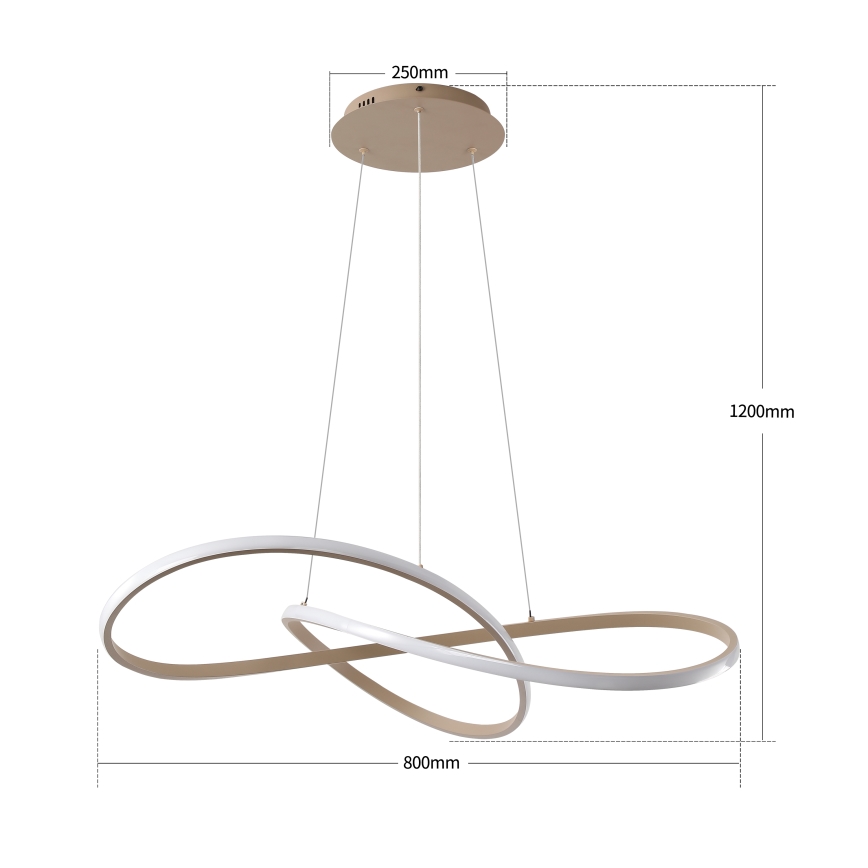 Brilagi - Lustre LED dimerizável suspenso por cabo INFINITY LED/80W/230V 3000-6000K 80x80 cm bege + comando remoto