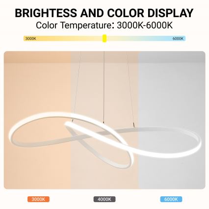 Brilagi - lustre LED regulável suspenso por cabo INFINITY LED/80W/230V 3000-6000K 80x80 cm branco + controlo remoto