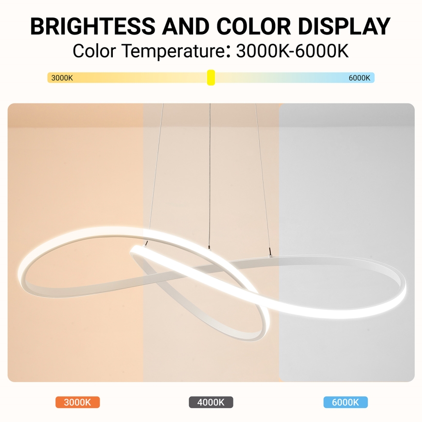 Brilagi - lustre LED regulável suspenso por cabo INFINITY LED/80W/230V 3000-6000K 80x80 cm branco + controlo remoto