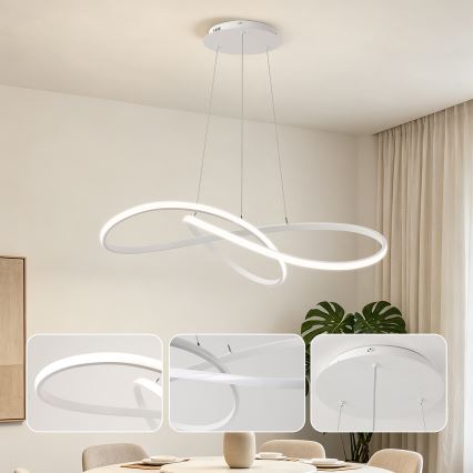 Brilagi - lustre LED regulável suspenso por cabo INFINITY LED/80W/230V 3000-6000K 80x80 cm branco + controlo remoto