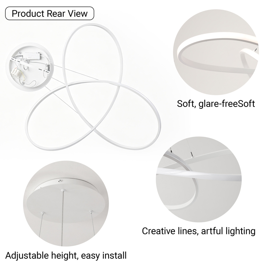 Brilagi - lustre LED regulável suspenso por cabo INFINITY LED/80W/230V 3000-6000K 80x80 cm branco + controlo remoto