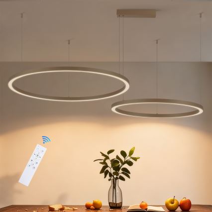 Brilagi - Lustre pendente LED regulável suspenso por cabo PORTOFINO LED/98W/230V 3000-6000K bege + comando remoto