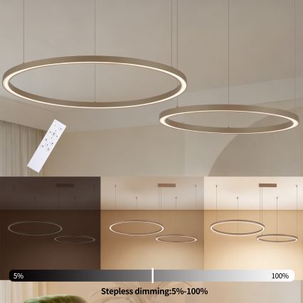 Brilagi - Lustre pendente LED regulável suspenso por cabo PORTOFINO LED/98W/230V 3000-6000K bege + comando remoto