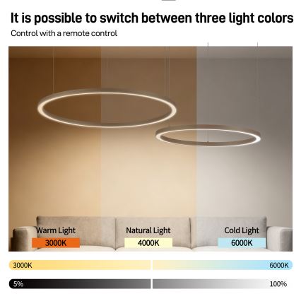 Brilagi - Lustre pendente LED regulável suspenso por cabo PORTOFINO LED/98W/230V 3000-6000K bege + comando remoto