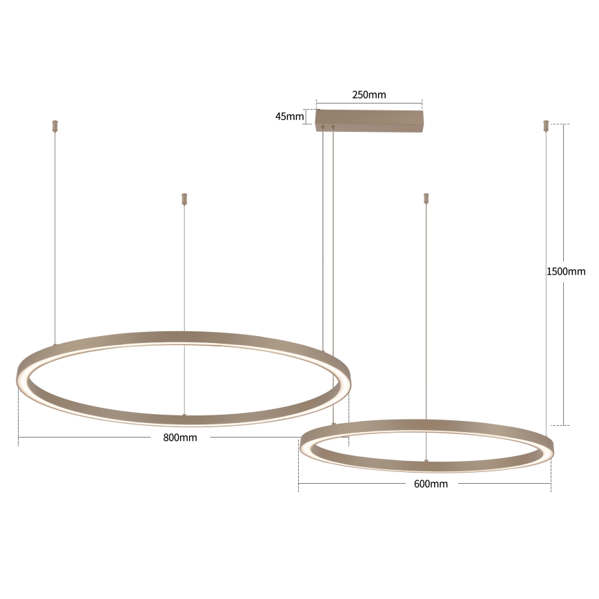 Brilagi - Lustre pendente LED regulável suspenso por cabo PORTOFINO LED/98W/230V 3000-6000K bege + comando remoto