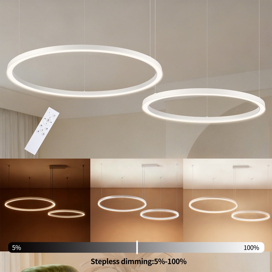 Brilagi - Lustre LED dimerizável suspenso por cabo PORTOFINO LED/98W/230V 3000-6000K branco + controlo remoto