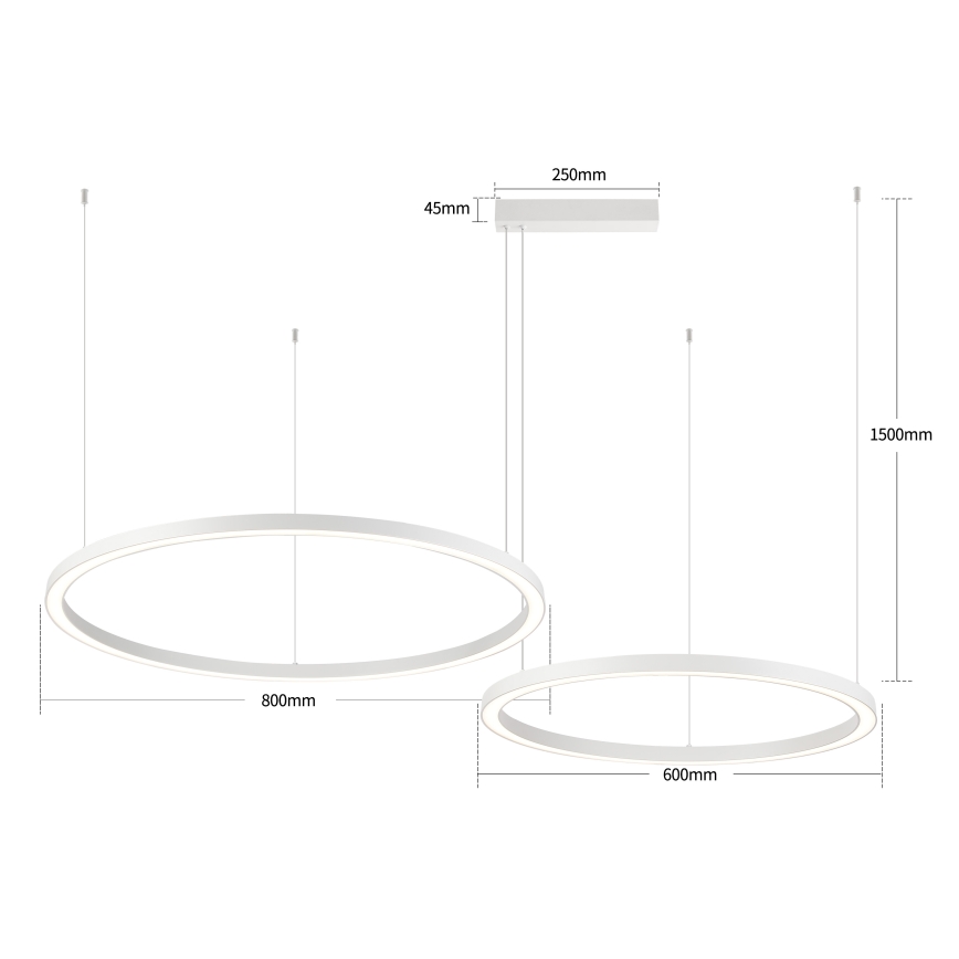 Brilagi - Lustre LED dimerizável suspenso por cabo PORTOFINO LED/98W/230V 3000-6000K branco + controlo remoto