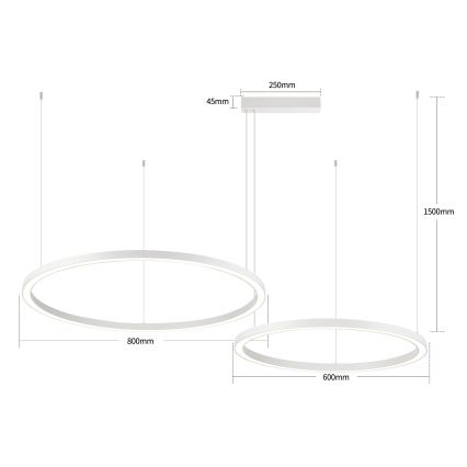 Brilagi - Lustre LED regulável suspenso por cabo PORTOFINO LED/98W/230V 3000-6000K branco + controlo remoto