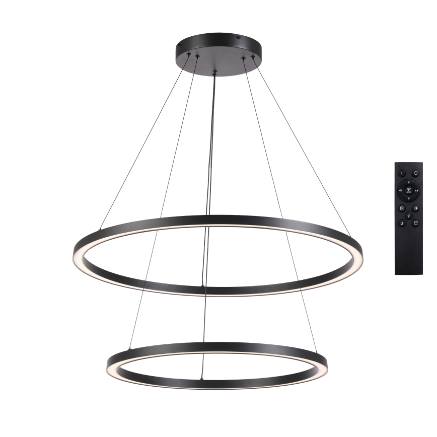 Brilagi - Lustre pendente regulável suspenso por cabo PORTOFINO LED/98W/230V 3000-6000K Ø 80 cm preto + controlo remoto