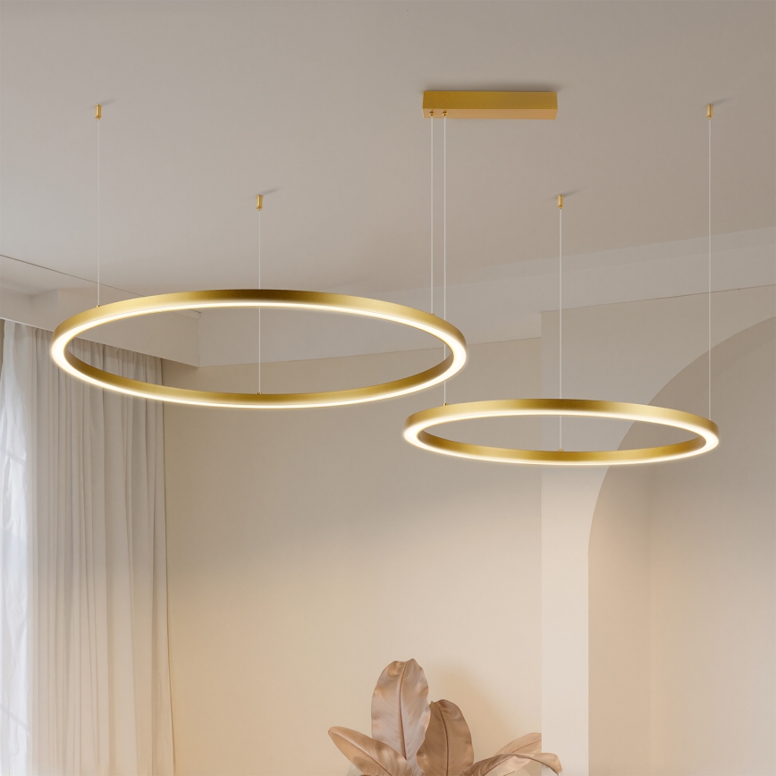 Brilagi - Lustre pendente LED regulável em cabo PORTOFINO LED/98W/230V 3000-6000K dourado + comando remoto