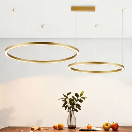 Brilagi - Lustre pendente LED regulável em cabo PORTOFINO LED/98W/230V 3000-6000K dourado + comando remoto