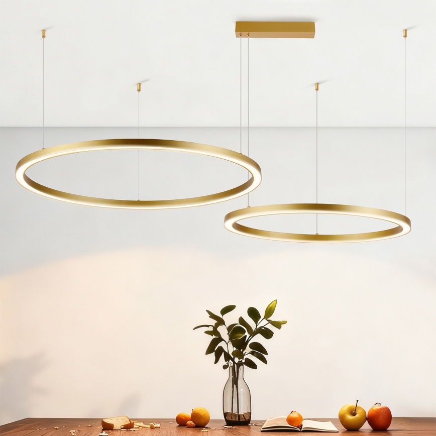 Brilagi - Lustre pendente LED regulável em cabo PORTOFINO LED/98W/230V 3000-6000K dourado + comando remoto