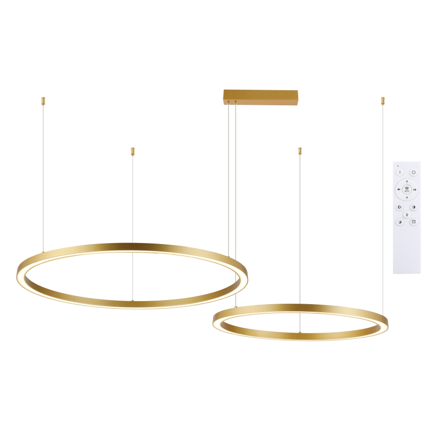 Brilagi - Lustre pendente LED regulável em cabo PORTOFINO LED/98W/230V 3000-6000K dourado + comando remoto