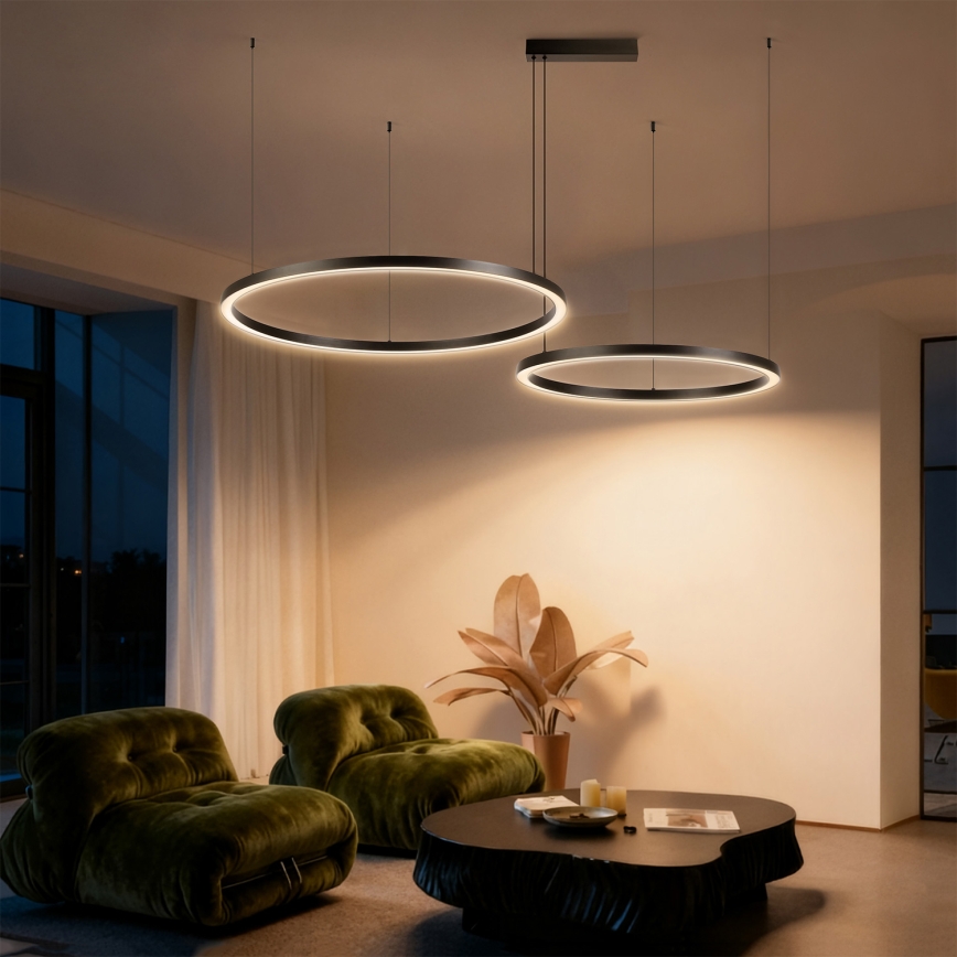 Brilagi - Lustre LED dimerizável suspenso por cabo PORTOFINO LED/98W/230V 3000-6000K preto + controlo remoto