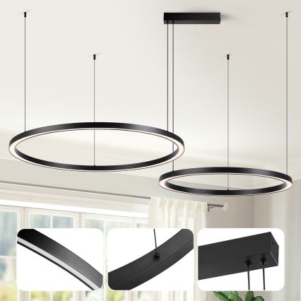 Brilagi - Lustre LED dimerizável suspenso por cabo PORTOFINO LED/98W/230V 3000-6000K preto + controlo remoto