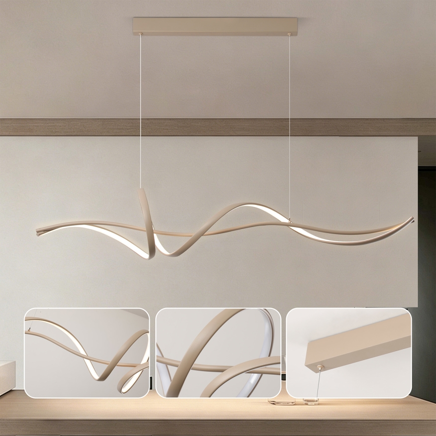 Brilagi - Lustre LED dimerizável suspenso por cabo SIGNATURE LED/55W/230V 3000-6000K 120x23 cm bege + controlo remoto
