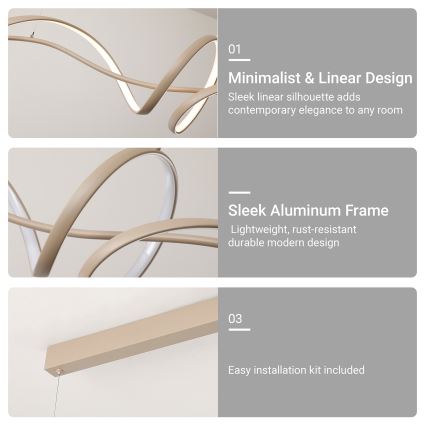 Brilagi - Lustre LED dimerizável suspenso por cabo SIGNATURE LED/55W/230V 3000-6000K 120x23 cm bege + controlo remoto