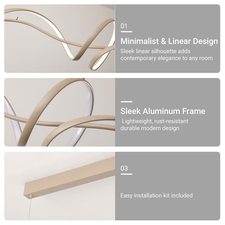 Brilagi - Lustre LED dimerizável suspenso por cabo SIGNATURE LED/55W/230V 3000-6000K 120x23 cm bege + controlo remoto