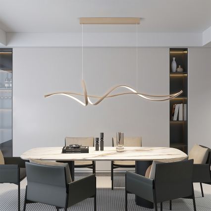 Brilagi - Lustre LED dimerizável suspenso por cabo SIGNATURE LED/55W/230V 3000-6000K 120x23 cm bege + controlo remoto