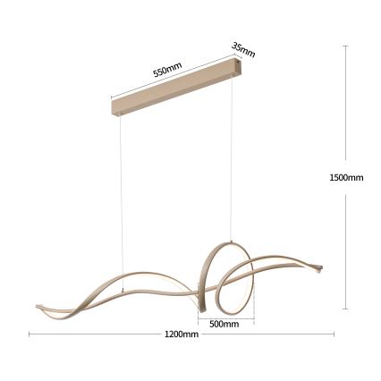 Brilagi - Lustre LED dimerizável suspenso por cabo SIGNATURE LED/55W/230V 3000-6000K 120x23 cm bege + controlo remoto