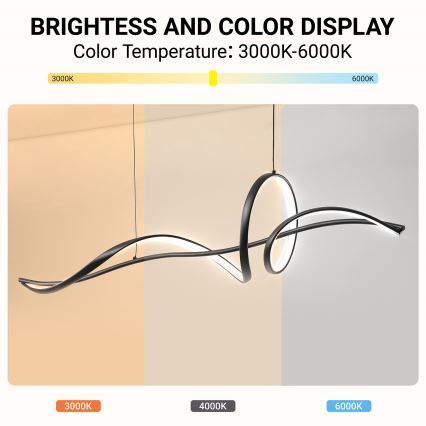 Brilagi - Lustre LED regulável em cabo SIGNATURE LED/55W/230V 3000-6000K 120x23 cm preto + comando remoto