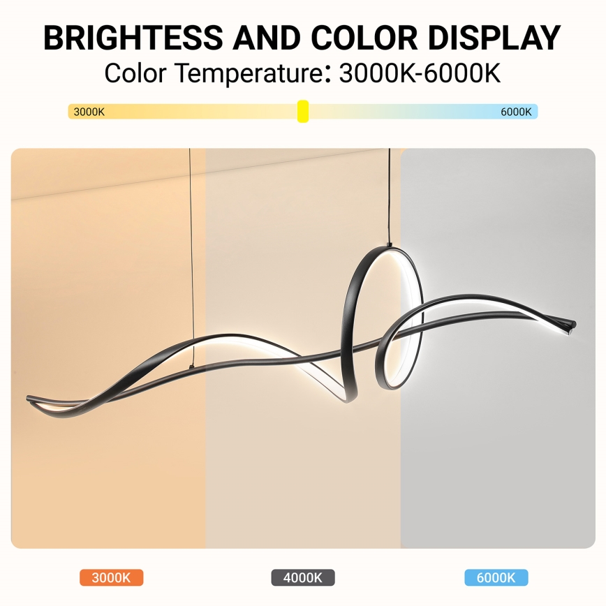 Brilagi - Lustre LED regulável em cabo SIGNATURE LED/55W/230V 3000-6000K 120x23 cm preto + comando remoto
