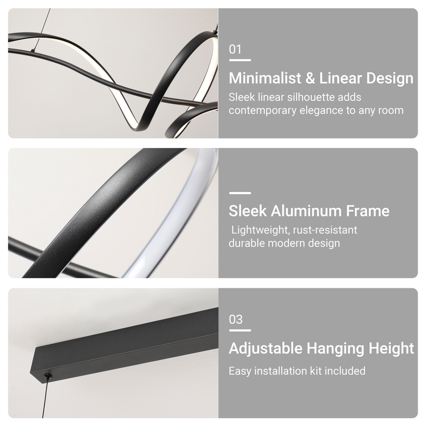 Brilagi - Lustre LED regulável em cabo SIGNATURE LED/55W/230V 3000-6000K 120x23 cm preto + comando remoto