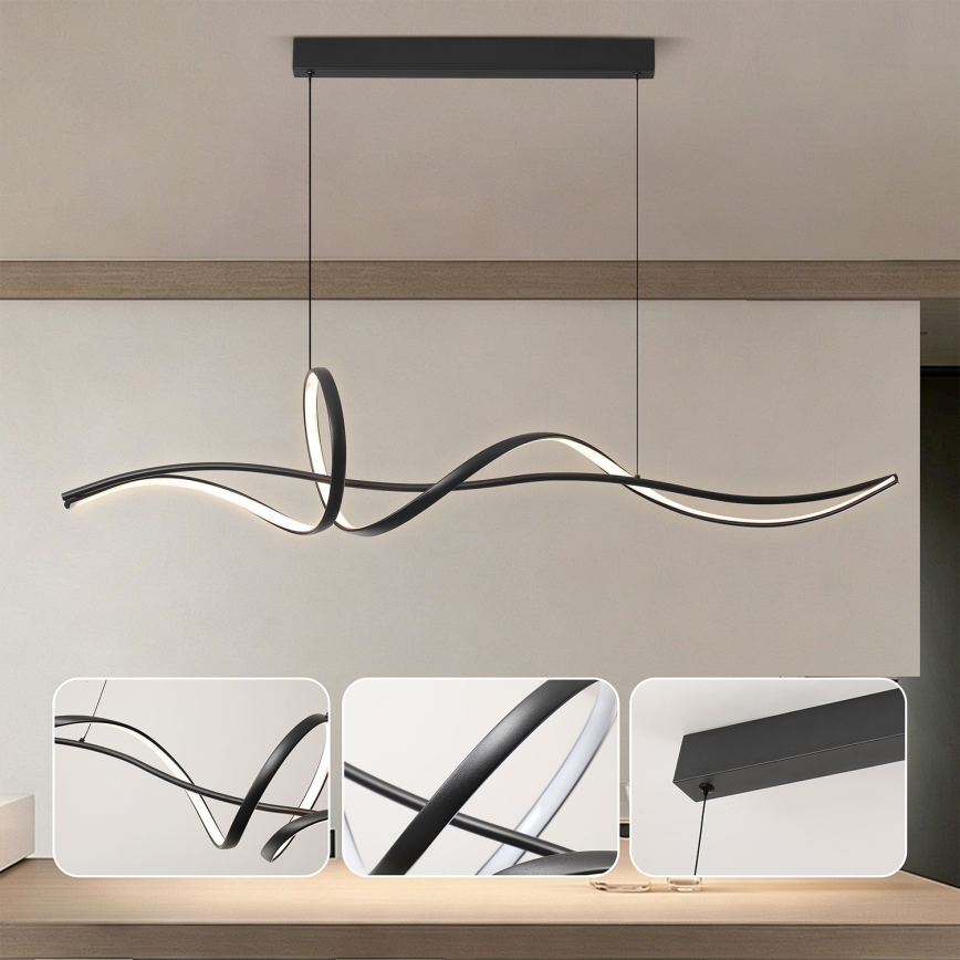Brilagi - Lustre LED regulável em cabo SIGNATURE LED/55W/230V 3000-6000K 120x23 cm preto + comando remoto