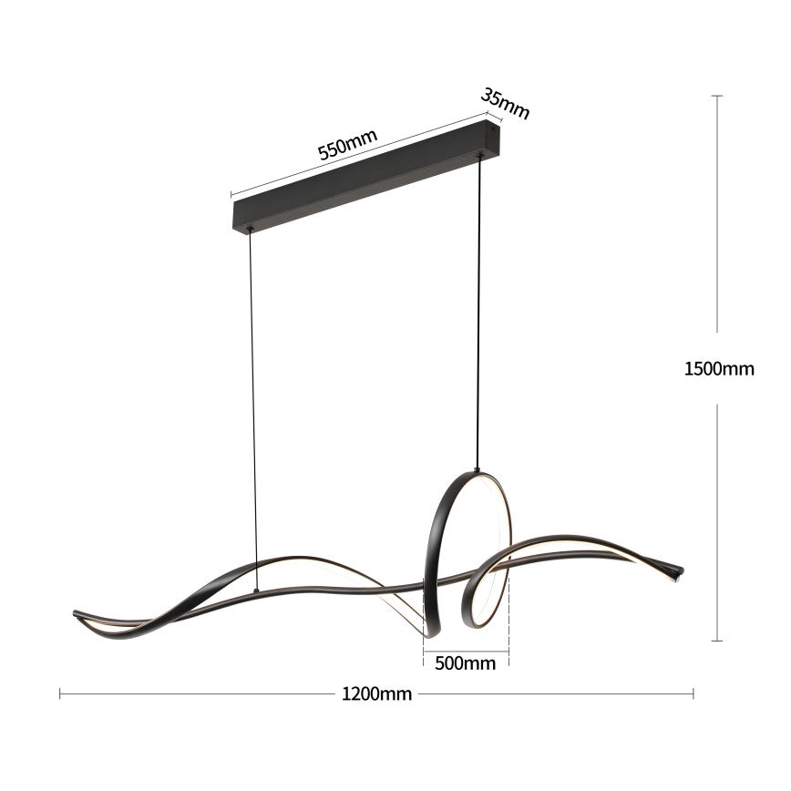 Brilagi - Lustre LED regulável em cabo SIGNATURE LED/55W/230V 3000-6000K 120x23 cm preto + comando remoto