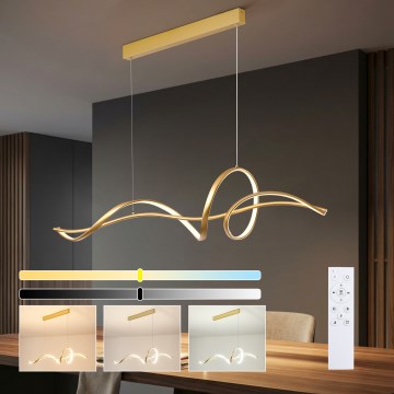 Brilagi - Lustre LED dimerizável suspenso por cabo SIGNATURE LED/55W/230V 3000-6000K 120x23 cm, acabamento dourado + controlo remoto