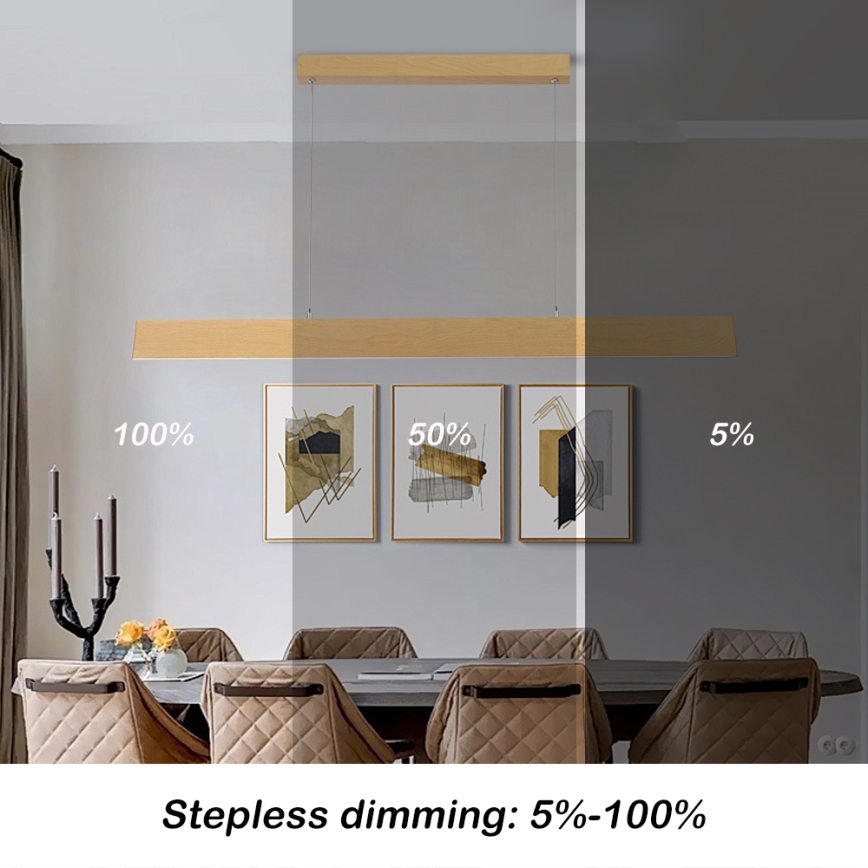 Brilagi - Lustre LED dimerizável suspenso por cabo SLIMLINE LED/40W/230V 3000–6000K acabamento em carvalho + comando remoto