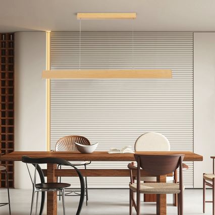 Brilagi - Lustre LED dimerizável suspenso por cabo SLIMLINE LED/40W/230V 3000–6000K acabamento em carvalho + comando remoto