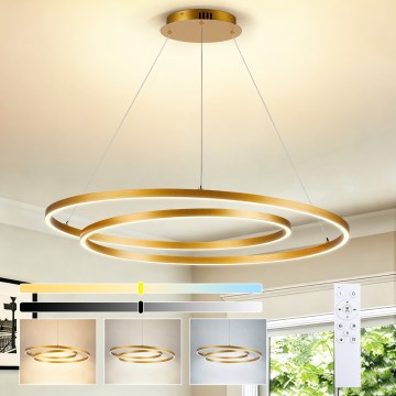 BRILAGI - Lustre LED dimerizável suspenso por cabo TWISTER LED/105W/230V 3000-6000K Ø 100 cm dourado + comando remoto