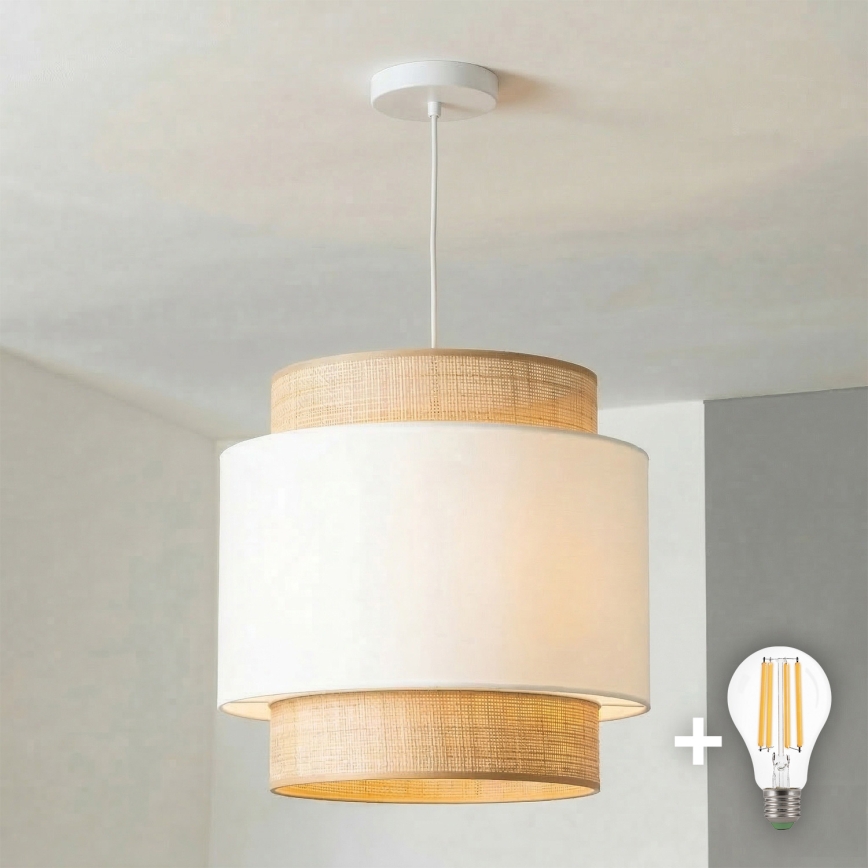 Brilagi - Lustre LED em cabo CERIA 1xE27/40W/230V Ø 40 cm bege/branco