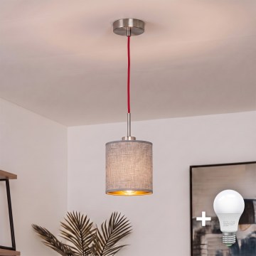 Brilagi - Lustre LED em cabo NUBILA 1xE27/60W/230V Ø 14 cm vermelho/cinzento