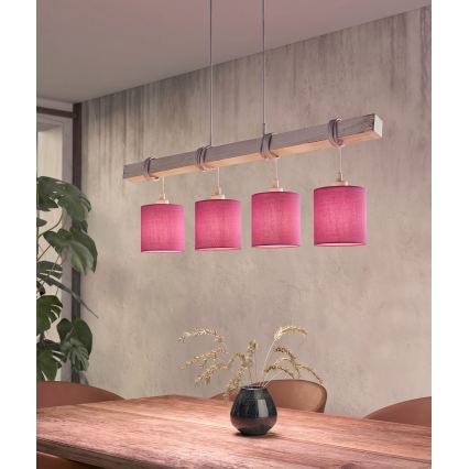 BRILAGI - Lustre LED em cabo NUBILA 4xE27/60W/230V cinzento/rosa