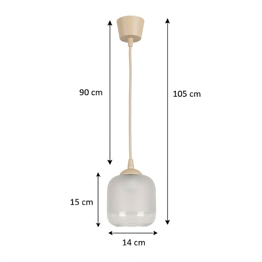 BRILAGI - Lustre LED em cabo RETRO GLASS 1xE27/60W/230V, diâmetro 14 cm, bege/branco