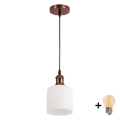 BRILAGI - Lustre LED em cabo RETRO GLASS 1xE27/60W/230V Ø 13 cm cobre/branco