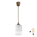 Brilagi - Lustre LED em cabo RETRO GLASS 1xE27/60W/230V Ø 14 cm castanho/branco
