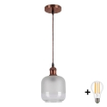 BRILAGI - Lustre LED em cabo RETRO GLASS 1xE27/60W/230V Ø 14 cm cobre/branco