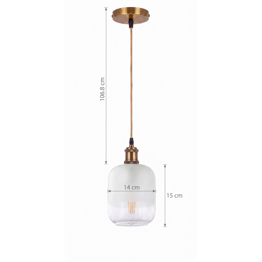 BRILAGI - Lustre LED em cabo RETRO GLASS 1xE27/60W/230V Ø 14 cm dourado/branco