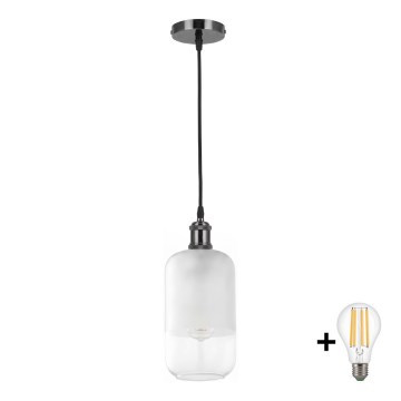 BRILAGI - LUSTRE LED em cabo RETRO GLASS 1xE27/60W/230V Ø 14 cm preto/branco