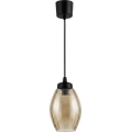 Brilagi - Lustre LED em cabo RETRO GLASS 1xE27/60W/230V Ø 17 cm preto/bege fumê