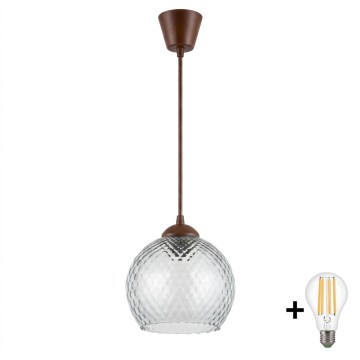 Brilagi - Lustre LED em cabo RETRO GLASS 1xE27/60W/230V Ø 25 cm castanho/cinzento fumado